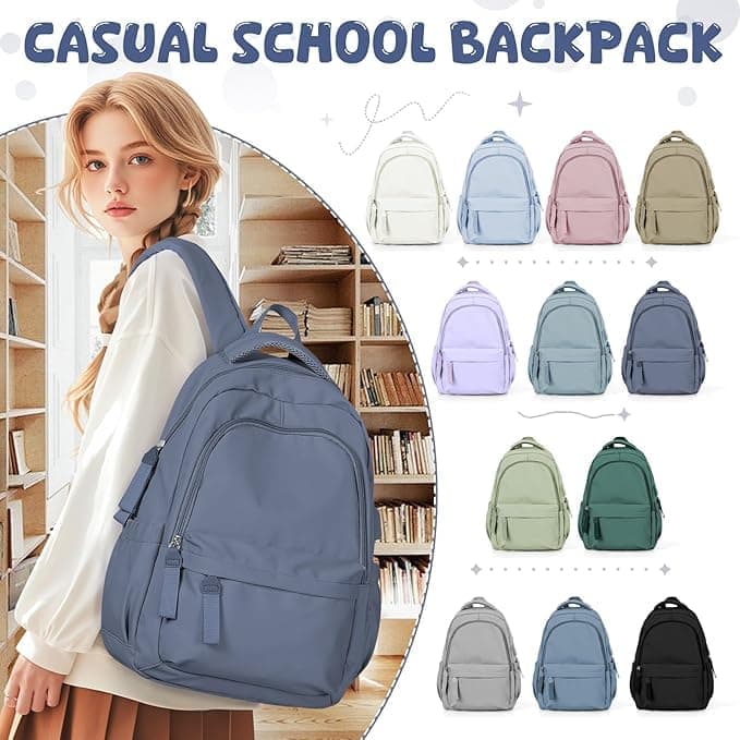 14-inch Laptop Backpack Waterproof Lightweight Daypack for School University, Dark Blue, Compatible with Girls Boys — image 2