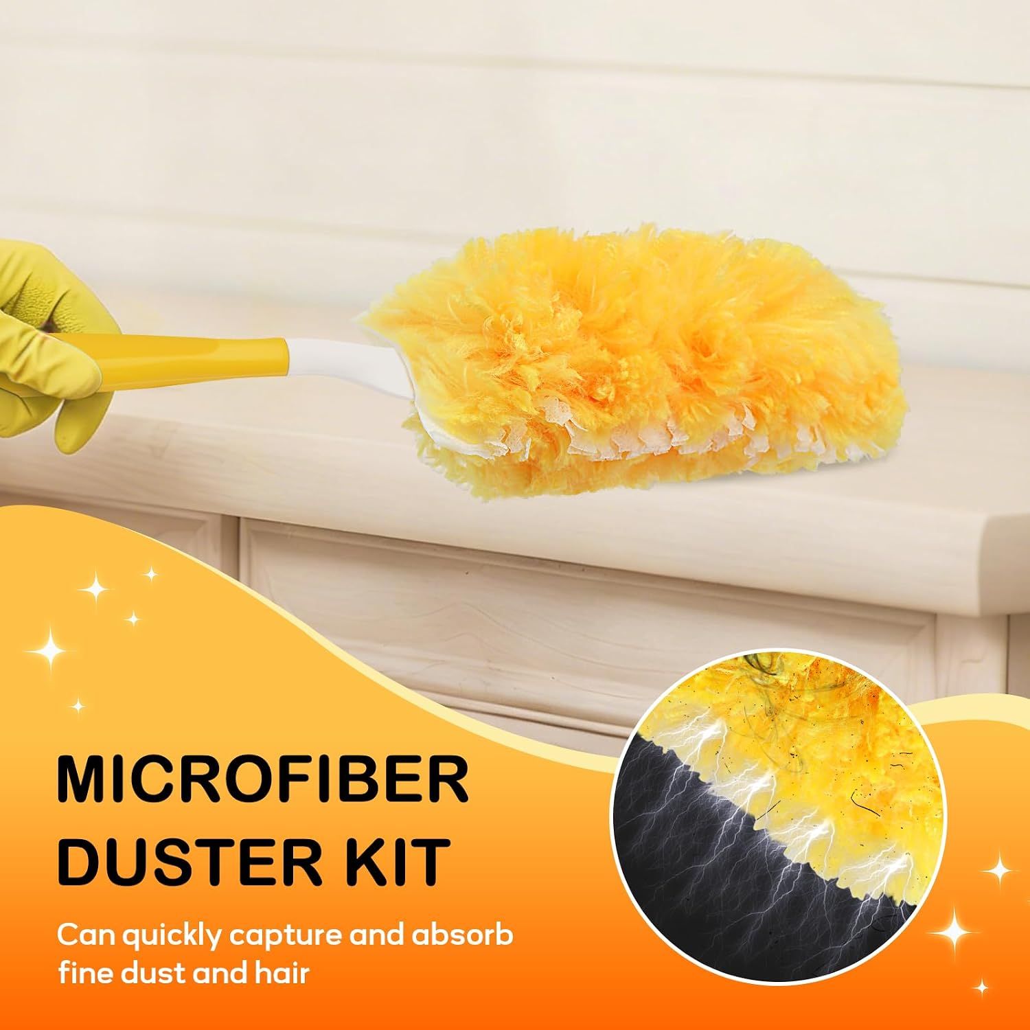 30 Pack Multi-Surface Duster Refills with 1 Handle, 360-Degree Disposable Cleaning Heads for Fans, Blinds, Furniture and Shelves — image 5