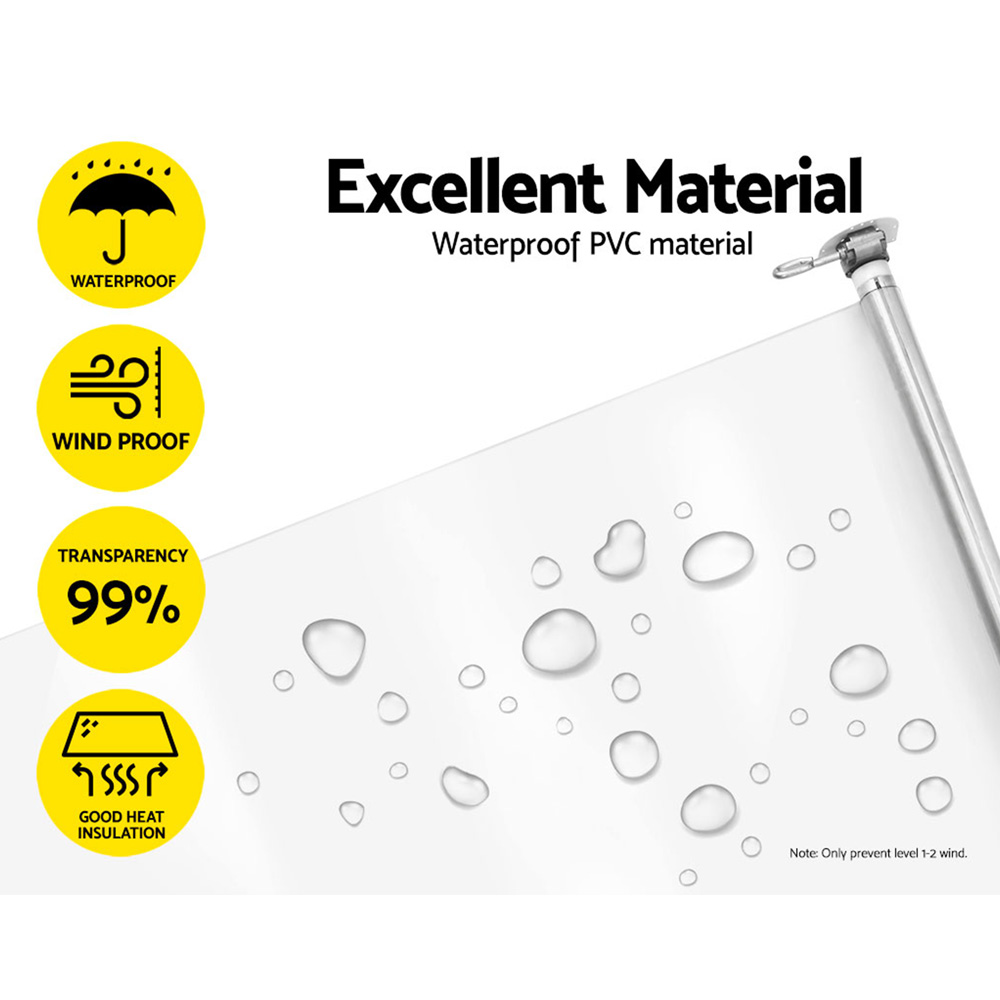 Instahut 1.5X2.4M Outdoor Blinds Clear Roll Down Awning Retractable Outdoor Blinds Water Wind Proof Transparent โ image 5