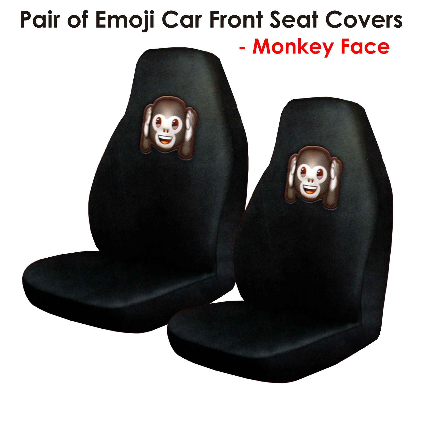 Pair of Emoji Car Front Seat Covers Monkey Face โ image 2