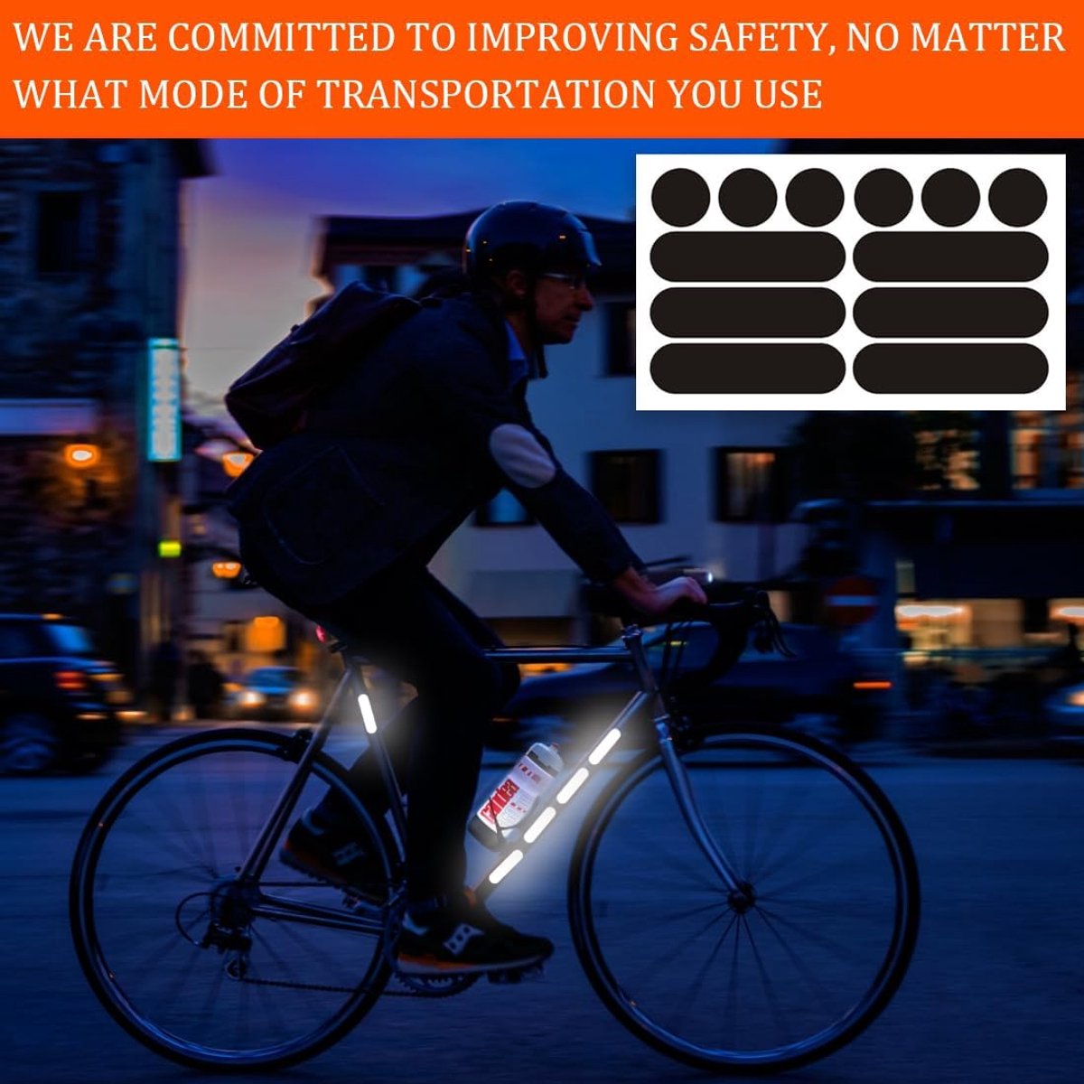 (4 pieces) 12 strips - Night vision stickers - reflective strips - motorcycle decoration - for visibility in the dark - for bicycle, stroller, buggy, helmet — image 3