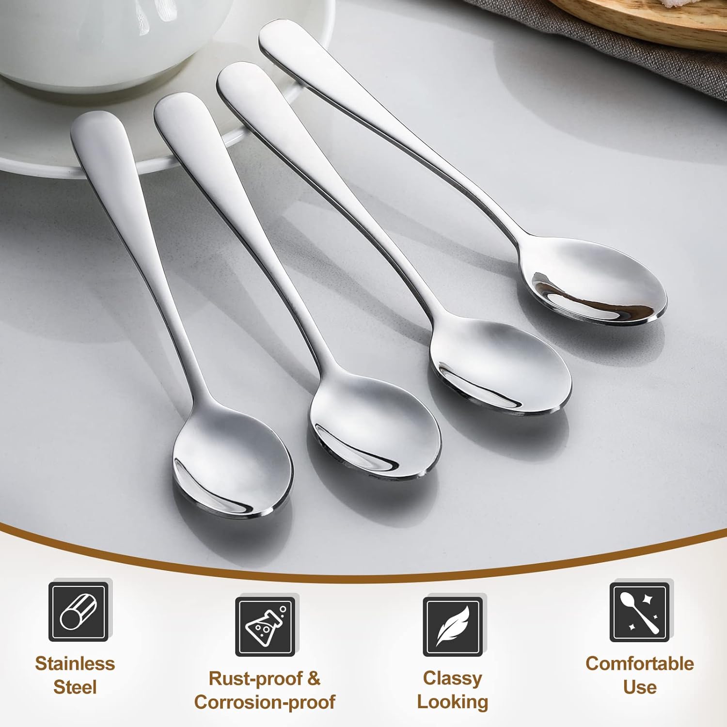 12-Piece Demitasse Espresso Spoons, 4 Inches Stainless Steel Mini Coffee Spoons โ image 3