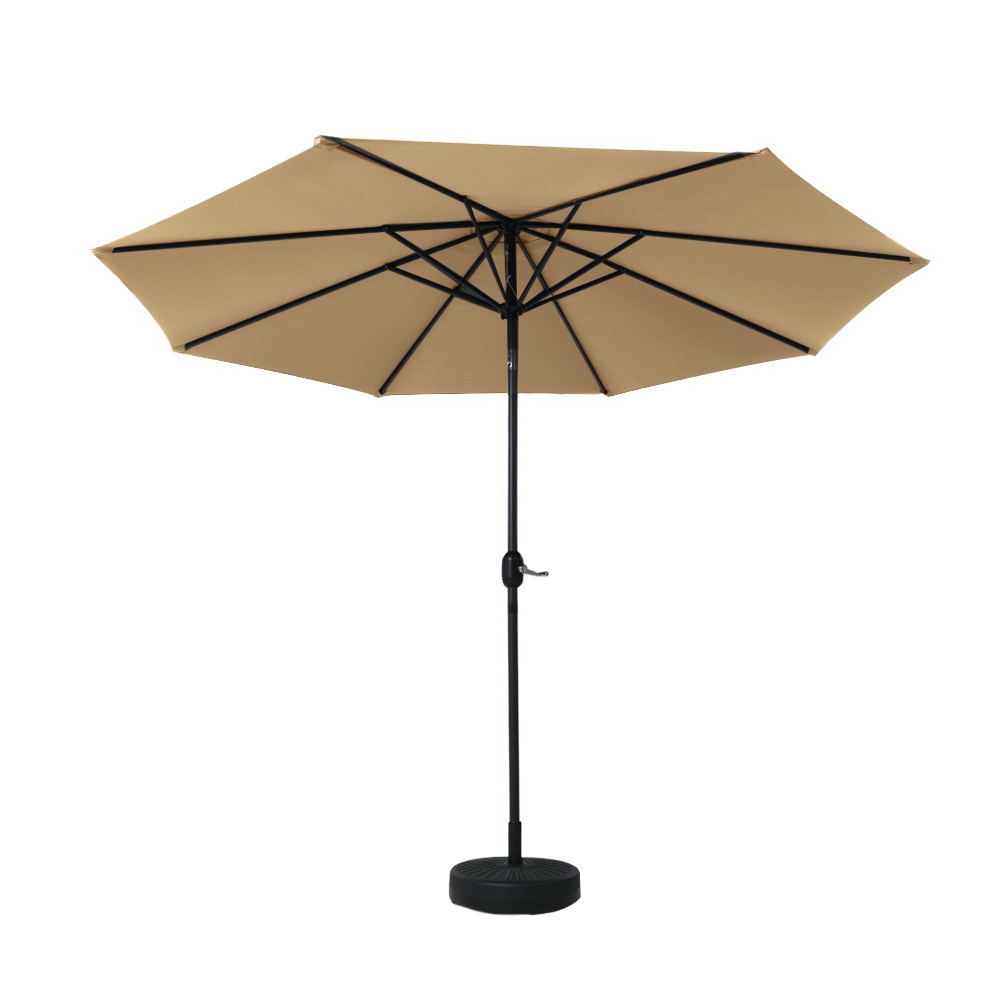 Instahut 2.7m Outdoor Umbrella w/Base Pole Stand Garden Sun Beige โ image 3
