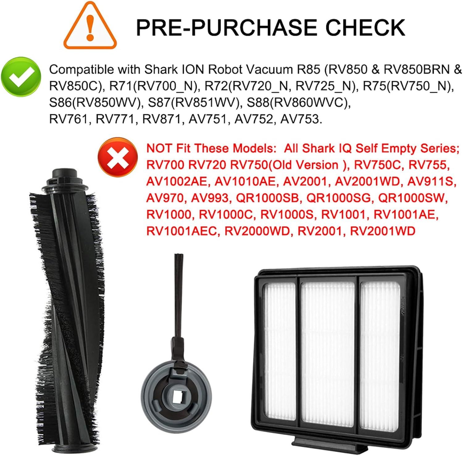 10 Pack Replacement ilter Side Brush or Shark ION Robot Vacuum R85 RV850 S86 S87 S88 R71 R72 R75 RV761 RV771 RV871 AV751 AV752 AV753 — image 3