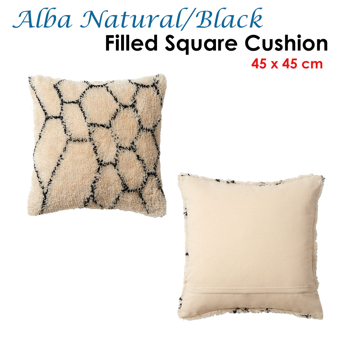 Accessorize Alba Natural Black Filled Square Cushion — image 2