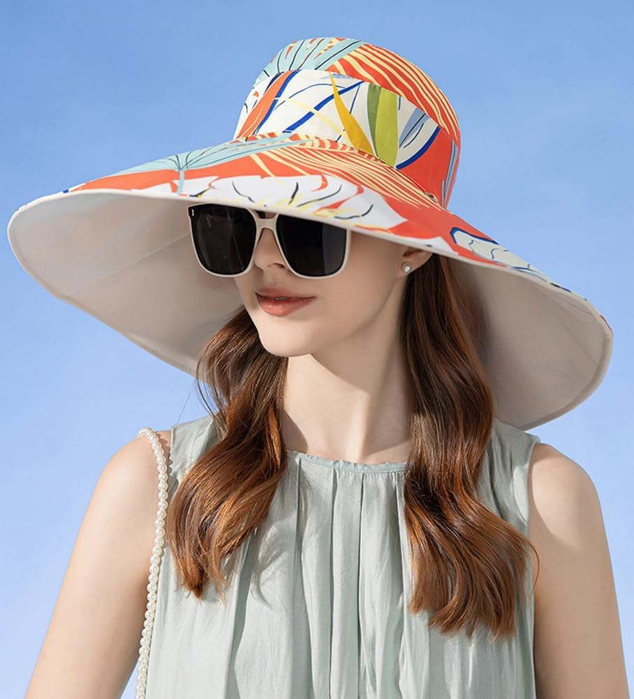 Super Wide Brim Sun Hat for Women Packable Reversible Double-Side-Wear Hats UV Protection Summer Beach Bucket Cap โ image 5