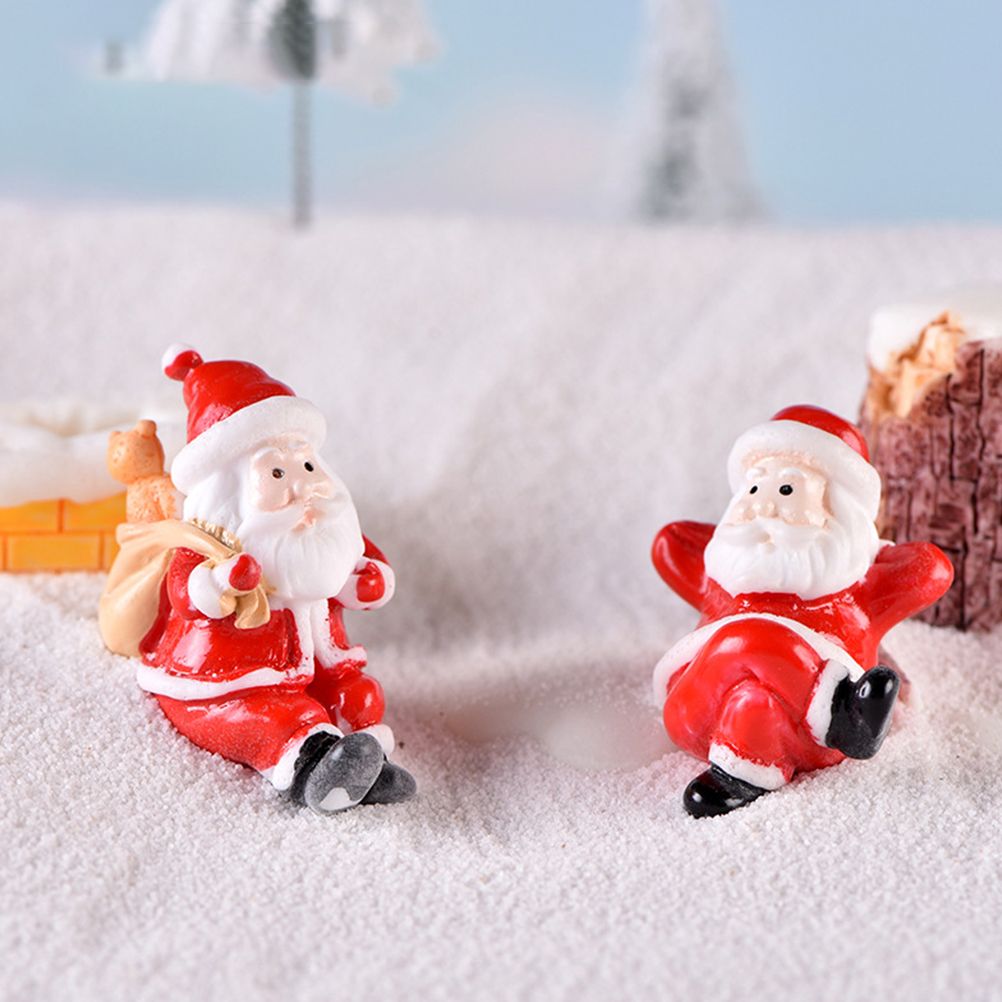 12PCS Christmas Miniature Figurines Santa Claus Tabletop Figurines Resin Gardening Props Christmas Gifts for Kids Friends — image 2