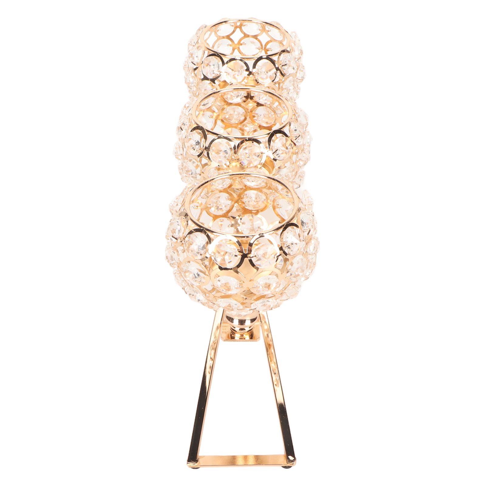 Crystal Candle Holder 3 Heads Windproof European Style Stable Durable Gold Candle Holder for Wedding Party New Year โ image 3