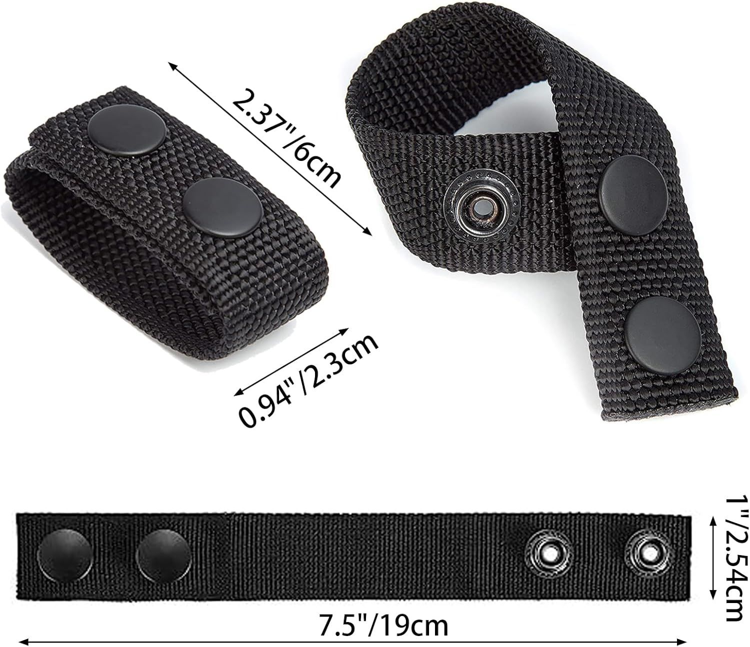 10 PCS Black Nylon Belt Keepers, Double Snaps Security Tactical Belt Keepers for 2"-2¼" Wide Duty Belt, Police Duty Belt Law Enforcement Accessories — image 2