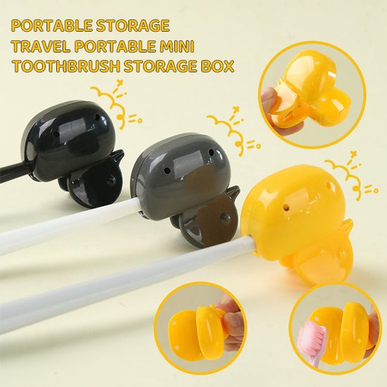 Set of 10 Toothbrush Holders - Portable Toothbrush Protectors - Clip-on Toothbrush Head Covers - Cute Duck Design — image 2