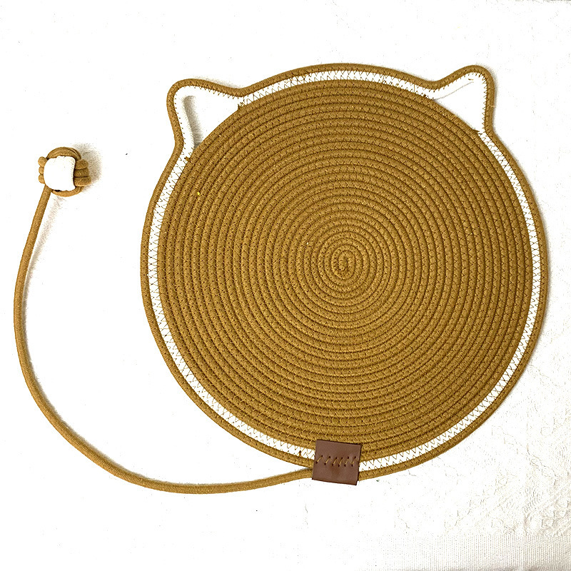 3 Pcs Brown Durable Cat Scratching Mat with Attached Toy Ball - Washable and Multi-Functional