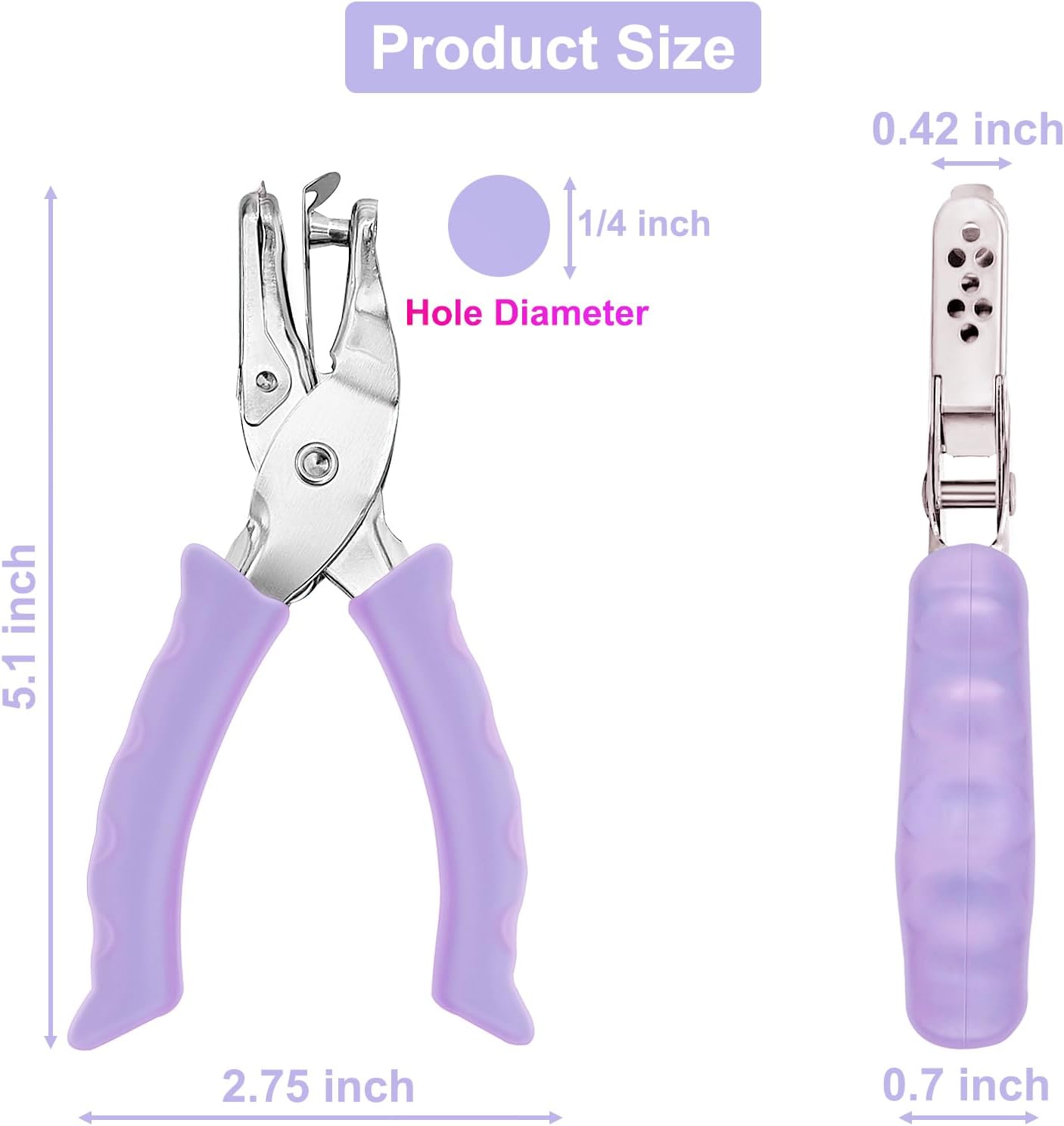 6 Pack Silicone Soda Can Cover Lids, Reusable Soda Can Lids + Single Hole Punch 1/4” Hole Puncher for Crafts Purple — image 6