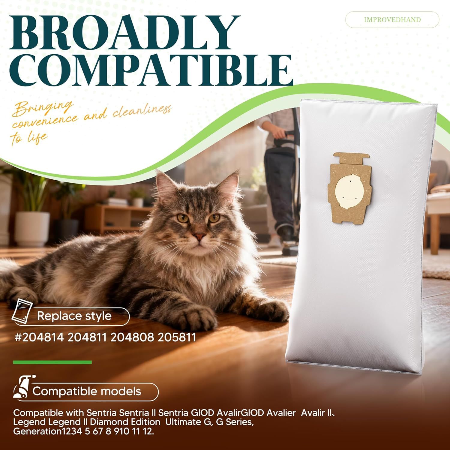 12 Pack Vacuum Bags [Model 204814] Compatible with Kirby Sentria/Avalir/Ultimate G Series | Replaces -Style & Twist-Style 204811 205811 204808 | Replacement — image 2