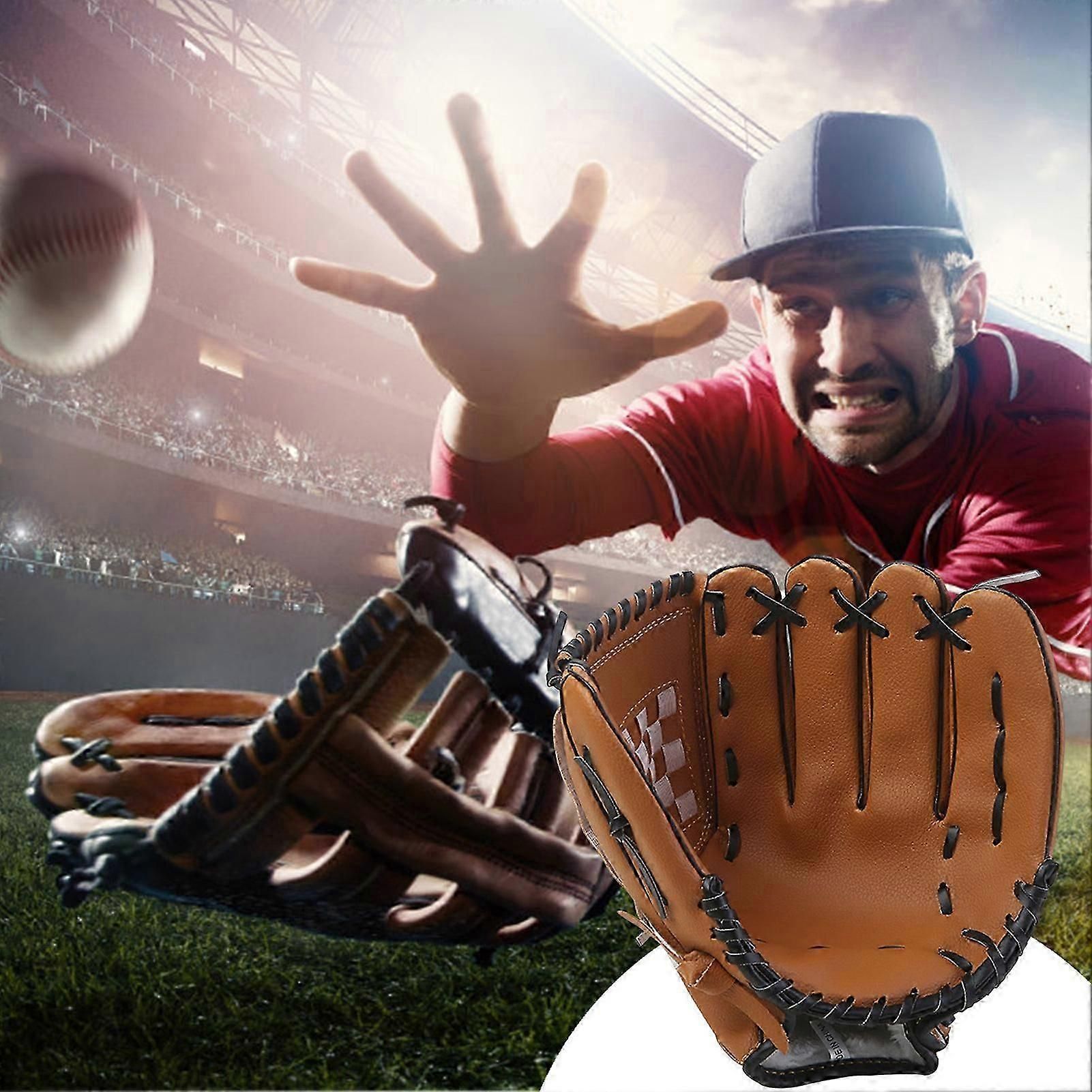 Youth Baseball Gloves Synthetic Leather Baseball Glove Sports Baseball for Women and Men Kids - Light Brown 12.5inch — image 5