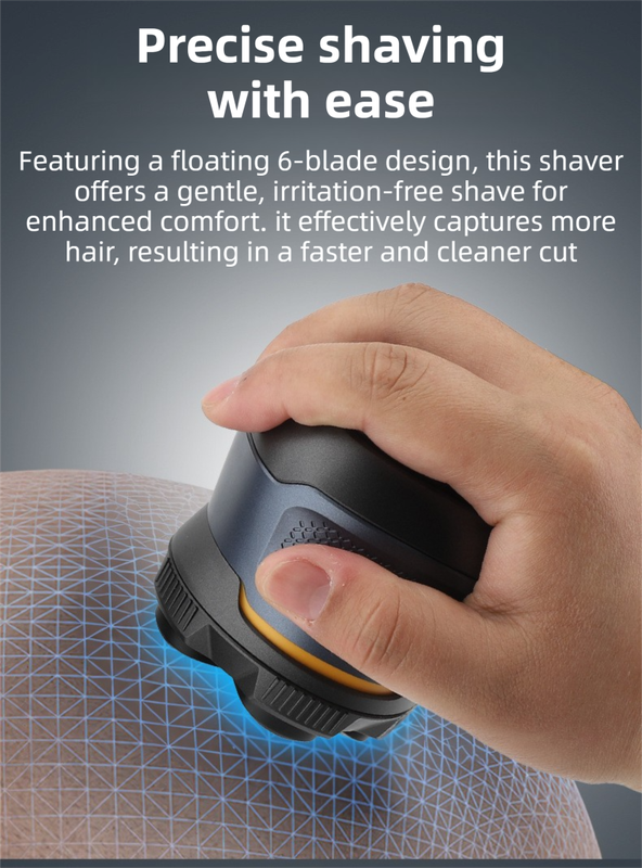 Blue Men's 6D Magnetic Rotary Head Shaver for Wet/Dry Use - Professional Electric Bald Head Shaver & Beard Trimmer (Model 372) — image 3