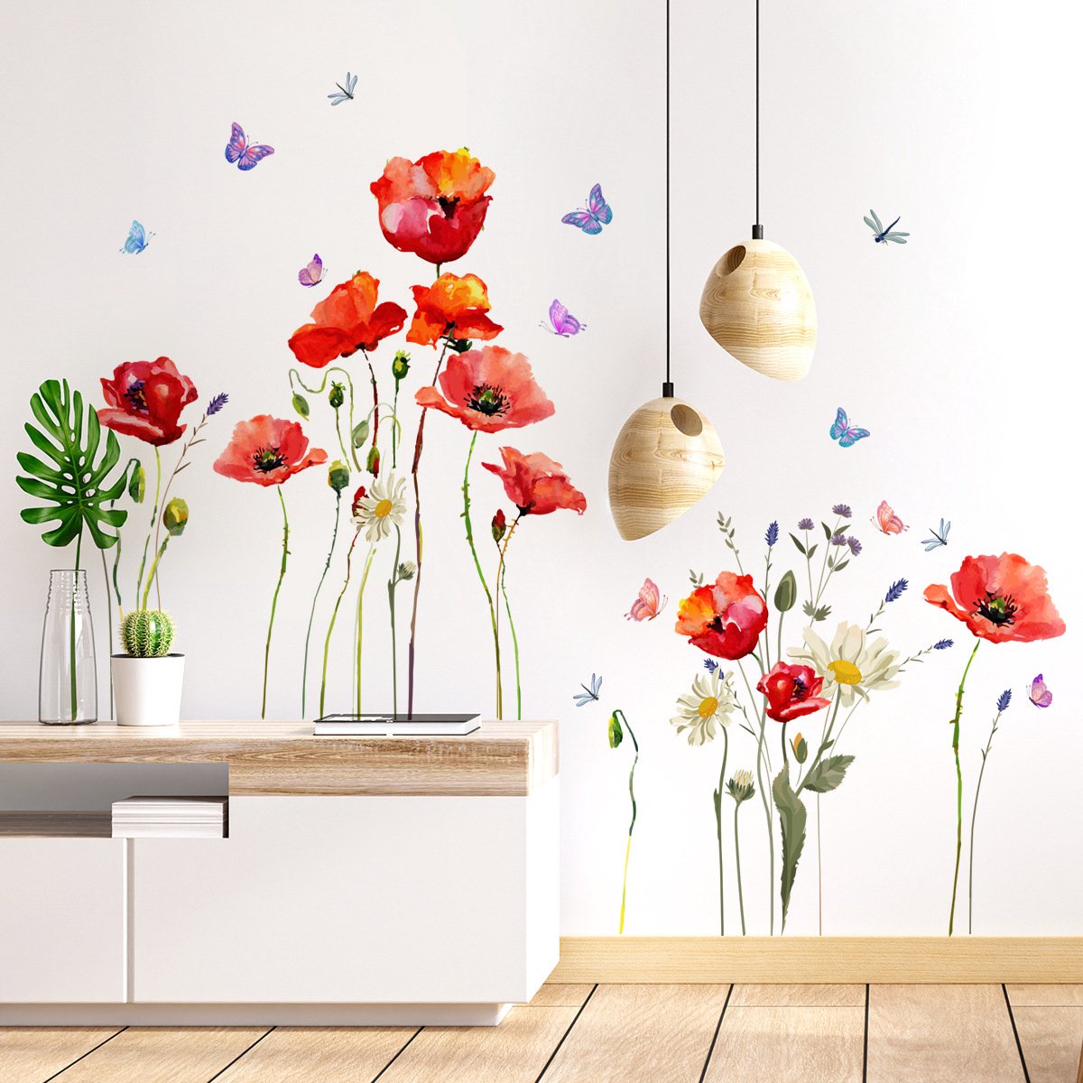 Wall sticker - flowers - Reusable / repositionable - Children's room - Boys - girls - Home decor - Colorful Wall Sticker - for living room baby rooms bedroom