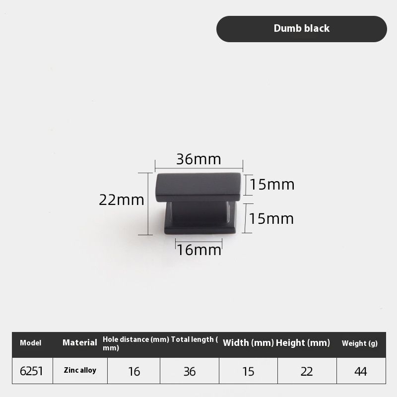 2Pack Square Kitchen Cabinet Handles Rectangle Matte Black Cabinet Knobs, Solid Drawer Knobs Bathroom Dresser Knobs — image 2