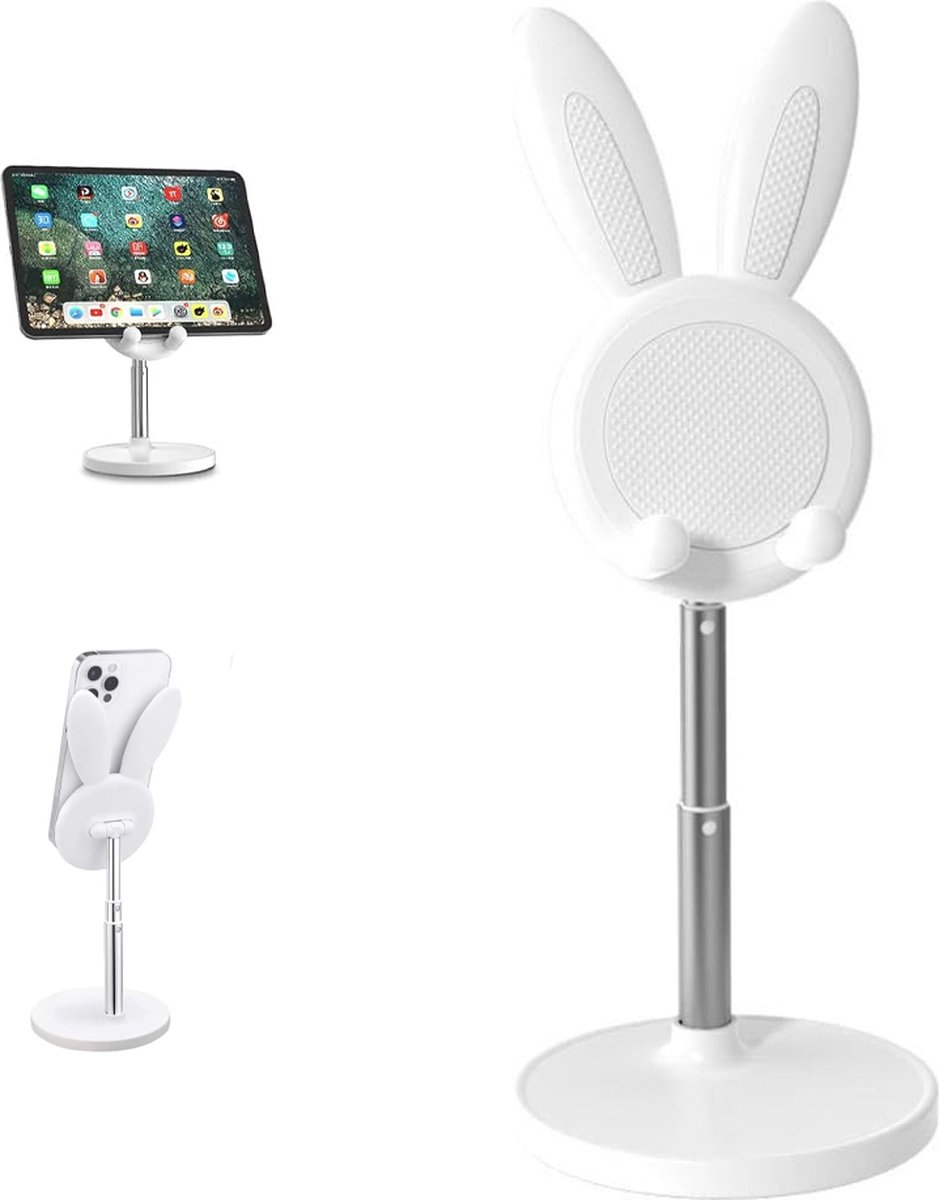 Phone Stand - Mobile Phone Stand - Phone Holder - Stand - For Desk - Angle Adjustable - Desk Holder Support - Cute Rabbit - Universal - For Mobile Phones And
