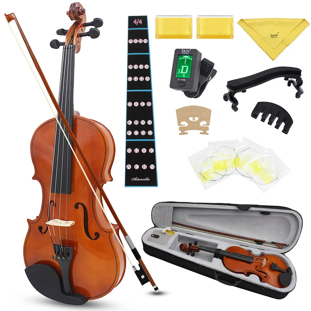 Beginner Violin 4/4 Set Durable Linden Wood for Kids Adults Learning — image 2