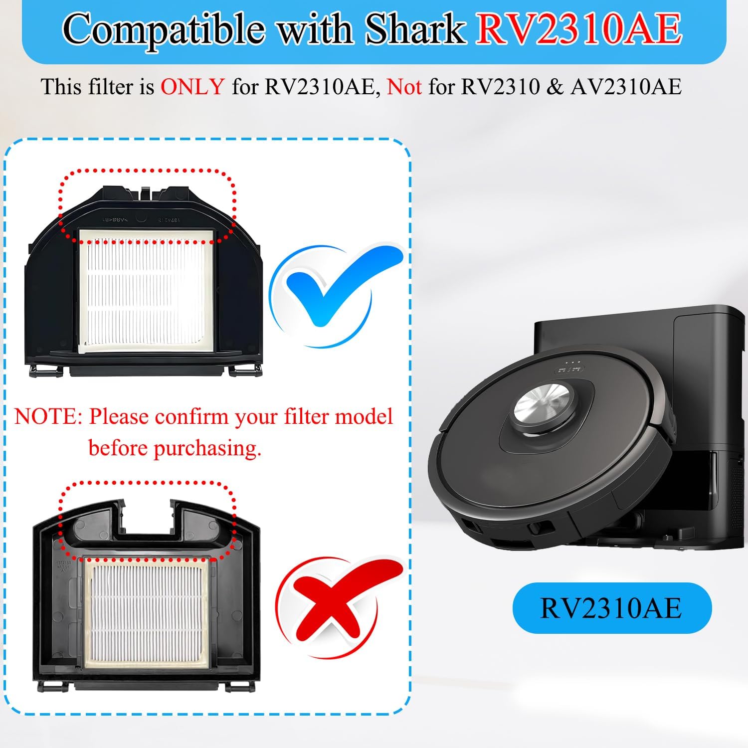 RV2310AE Replacement Parts for Shark RV2310AE Matrix Robot Vacuum Cleaner Accessories Kit, 1 Main Brush, 6 Side Brushes, 2 Filters, 2 Foam Filters, 1 Cleaning — image 2