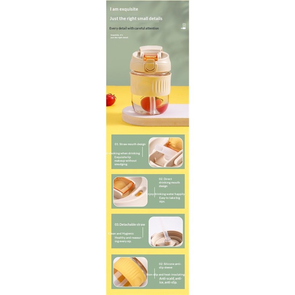 Coffee Mug with Straw & Lid – Multipurpose Jar Style Can Sipper for Green Tea, Milk, Juice, Smoothies & More – Reusable Drinking Cup for Home & Office (yellow) — image 5