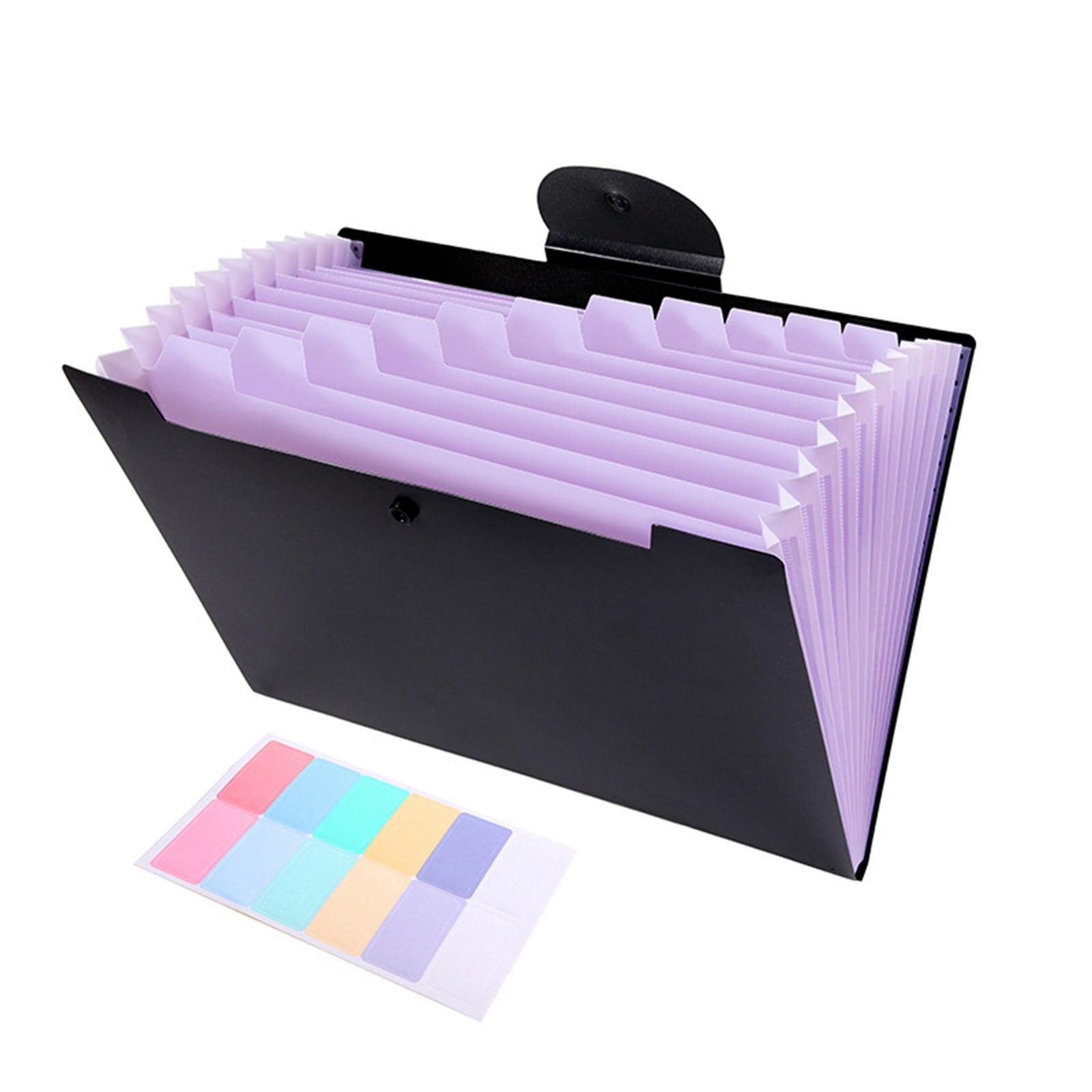 Accordion File Organizer Expanding File Folder with 12 Pockets Portable Receipt Paper Bill Document Organizer Letter/ Size Filing Folder Schǒ-ǒl Black A — image 2
