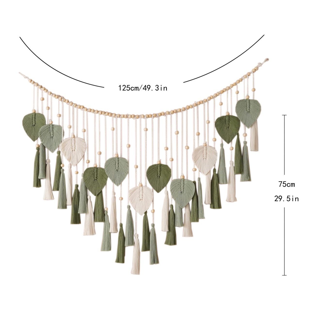 Wall Hanging Large Leaves Tapestry Wall Hanging Decoration Boho Handmade Woven Leaf Feather Wall Art Decor for Nursery Bedroom Living Room Office Christmas — image 5