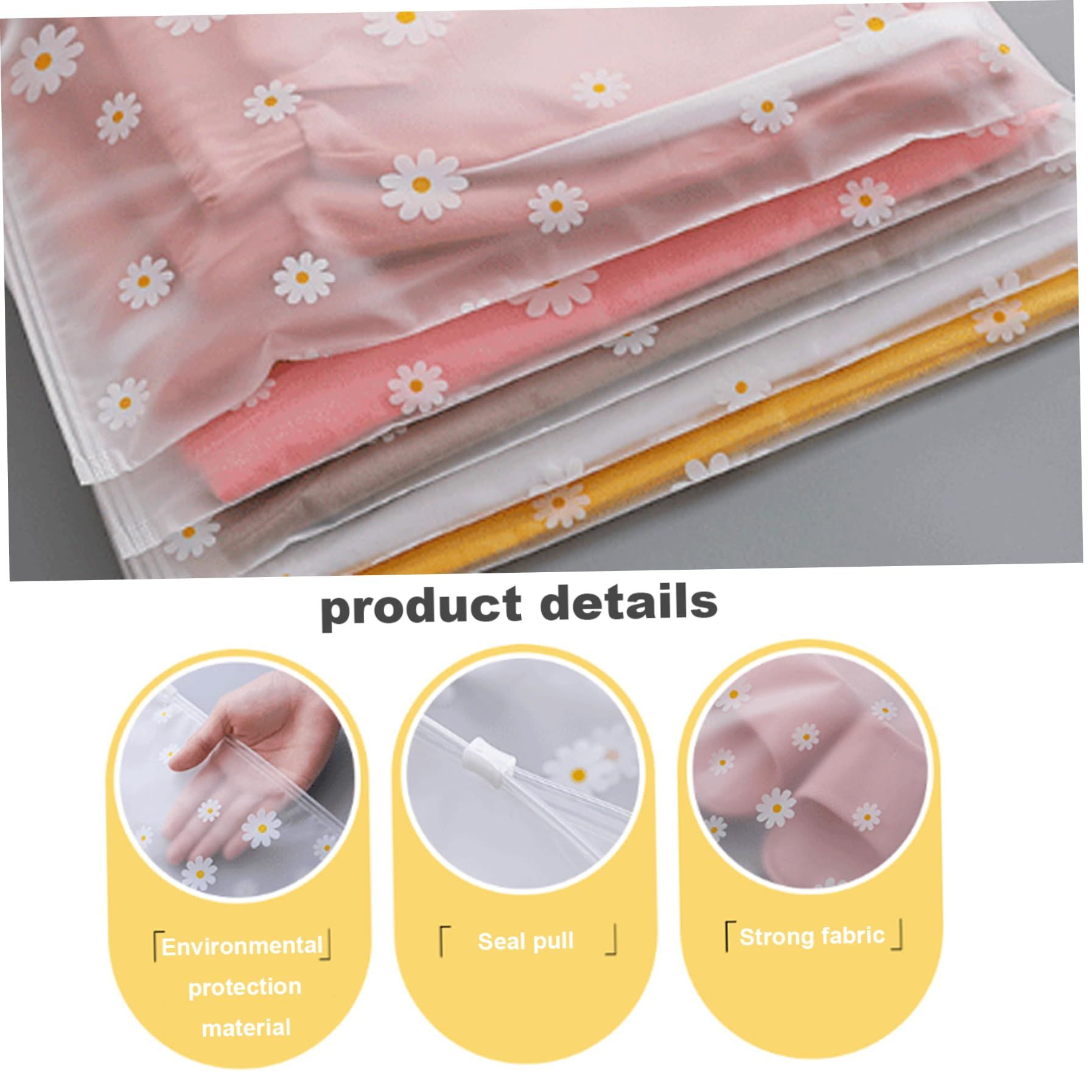 Reusable Bags 25Pcs Luggage Organiser Bags 15.75x11.81 in Daisy Patterns Clear Hospital Bags Organiser Pouches — image 3