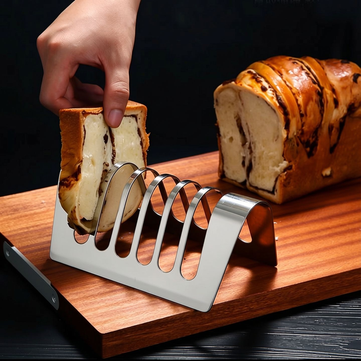 Toast Rack Bread Holder 6 Slice Slots Stainless Steel, dry placement rack, toast slices display rack, drain rack, tableware — image 2