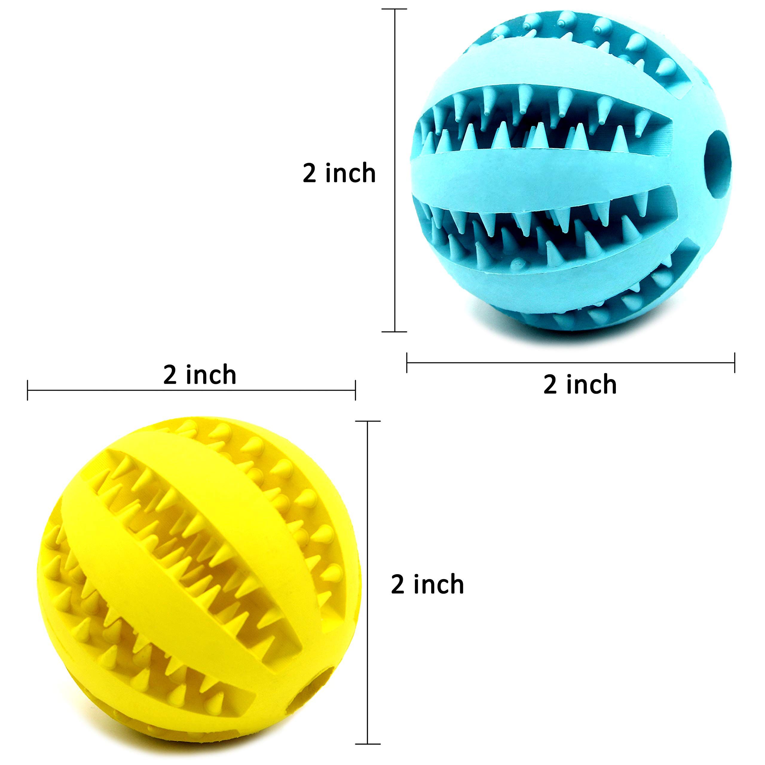 2 Pack Dog Ball Toys for Pet Tooth Cleaning, Chewing, Fetching, Treat Ball Food Dispensing Toys (Small 2 Inch) — image 2