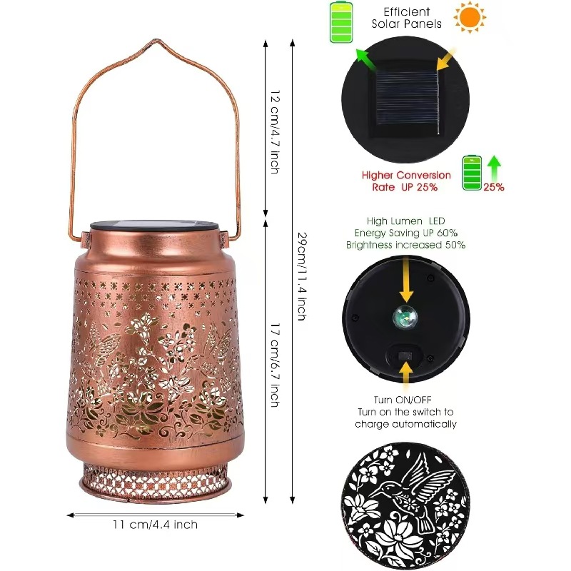 2-Pack Decorative Solar Butterfly Hanging Lantern(11x11x17CM) - Waterproof Metal Hollow-Carved Outdoor Garden Projection Light for Garden and Patio โ image 2