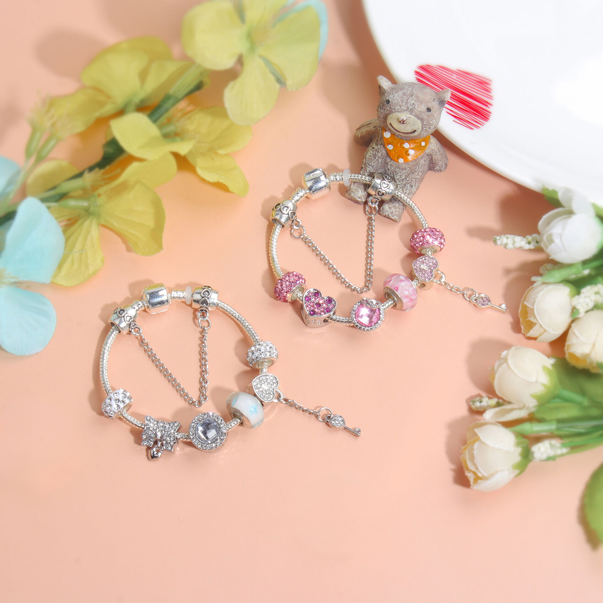 Classic Rhinestone-Inlaid Glass Bead Dreamcatcher Bracelet(pink-20cm) โ image 6