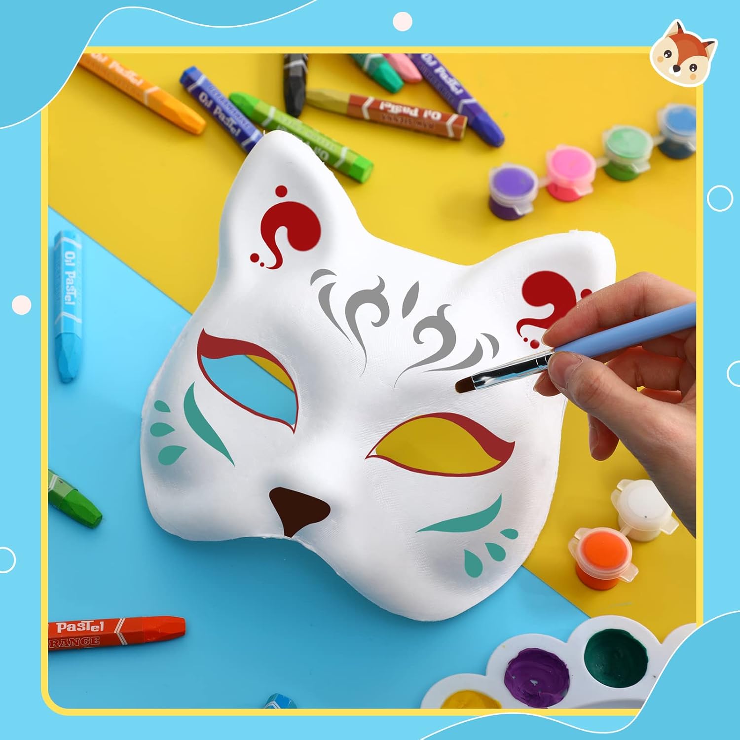 20 Pcs Cat Masks White Blank Therian Masks for Masquerade Halloween Cosplay Parties Costume Accessories โ image 2