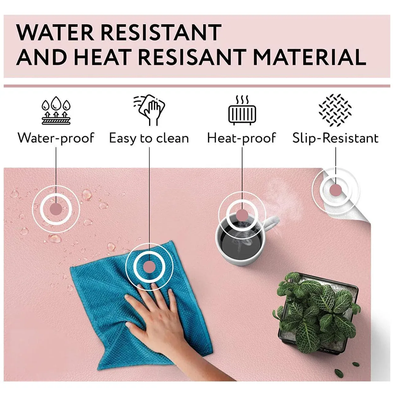 Large Leather Gaming Mouse Pad Waterproof Desk Keyboard Mat 120 x 60cm - Grey — image 5