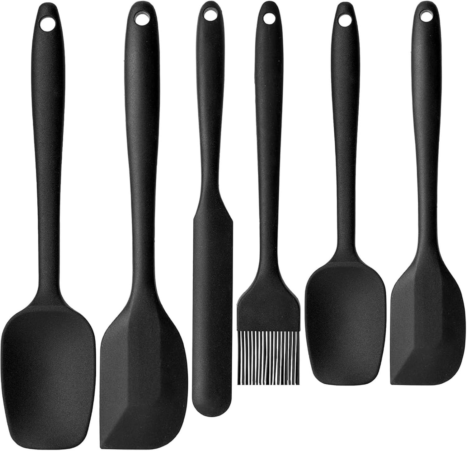 Silicone Spatula Set, 6 PCS Food Grade Kitchen Utensils with Silicone Brush, 480°F Heat Resistant Non Stick Rubber Spatula for Scraping, Cake Baking, Cooking