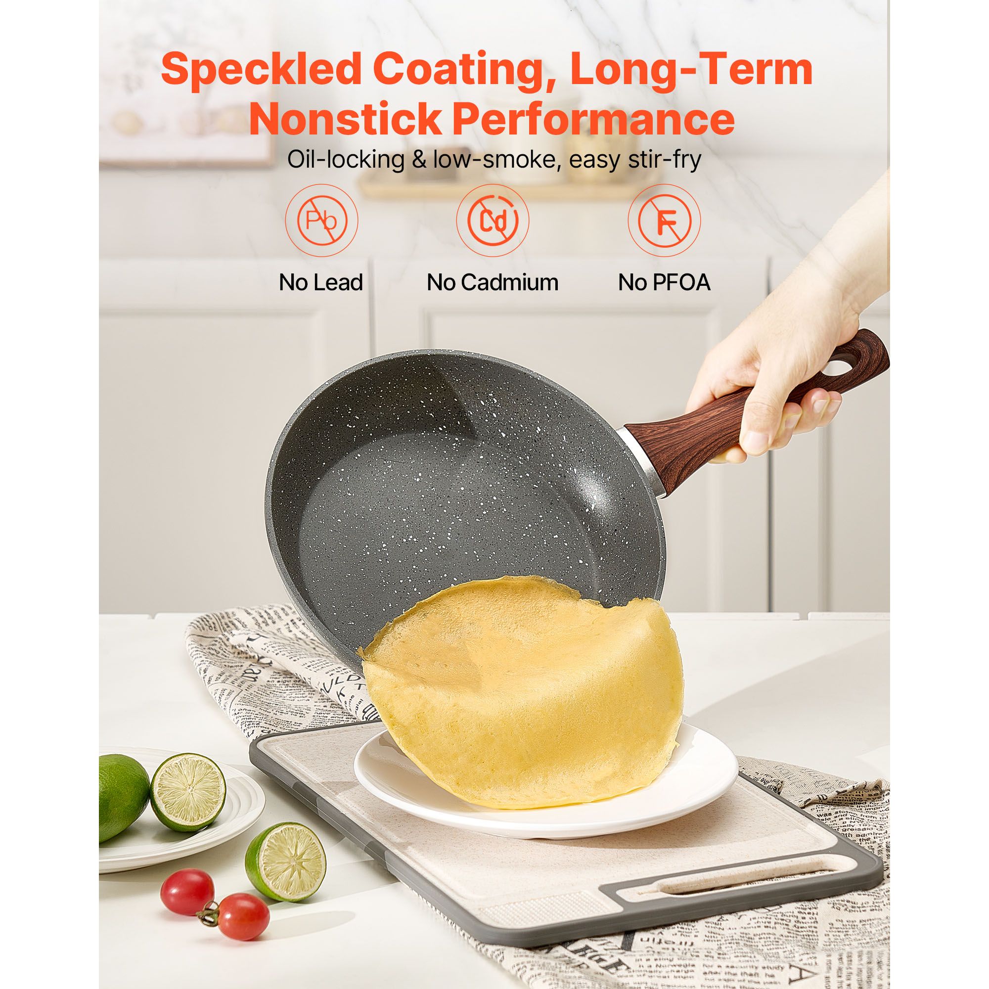 Frying Pan Skillet, Aluminum Egg Fry Pans, 3 Piece Set (250, 280, 325 mm), Nonsitck Heavy-Duty Skillets with Heat-Resistant Handle, Chef's Kitchen โ image 4