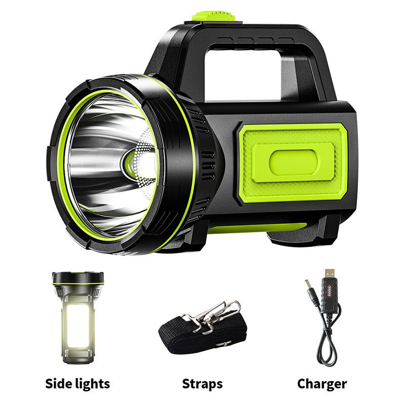 USB Rechargeable LED Flashlight with Side Light, Waterproof Emergency Torch