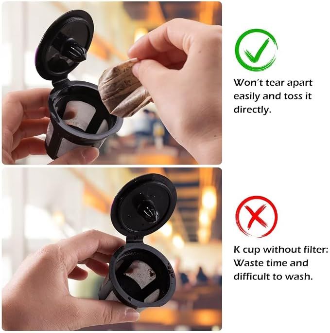 Disposable Paper Coffee Filters, Keurig K Cup Paper Filters for Keurig Single Brewer Reusable Cups, K-cup Coffee Pods, Fits All Brands Reusable K Cups (150) β image 5