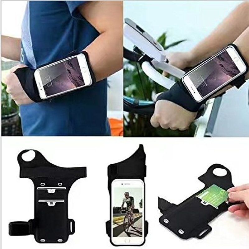 Outdoor Jogging Riding Running Sports Gym Lycra Thumb Armband Pouch Case for 14 13 12 11 Pro Max XR XS Max Galaxy a (Black) โ image 3