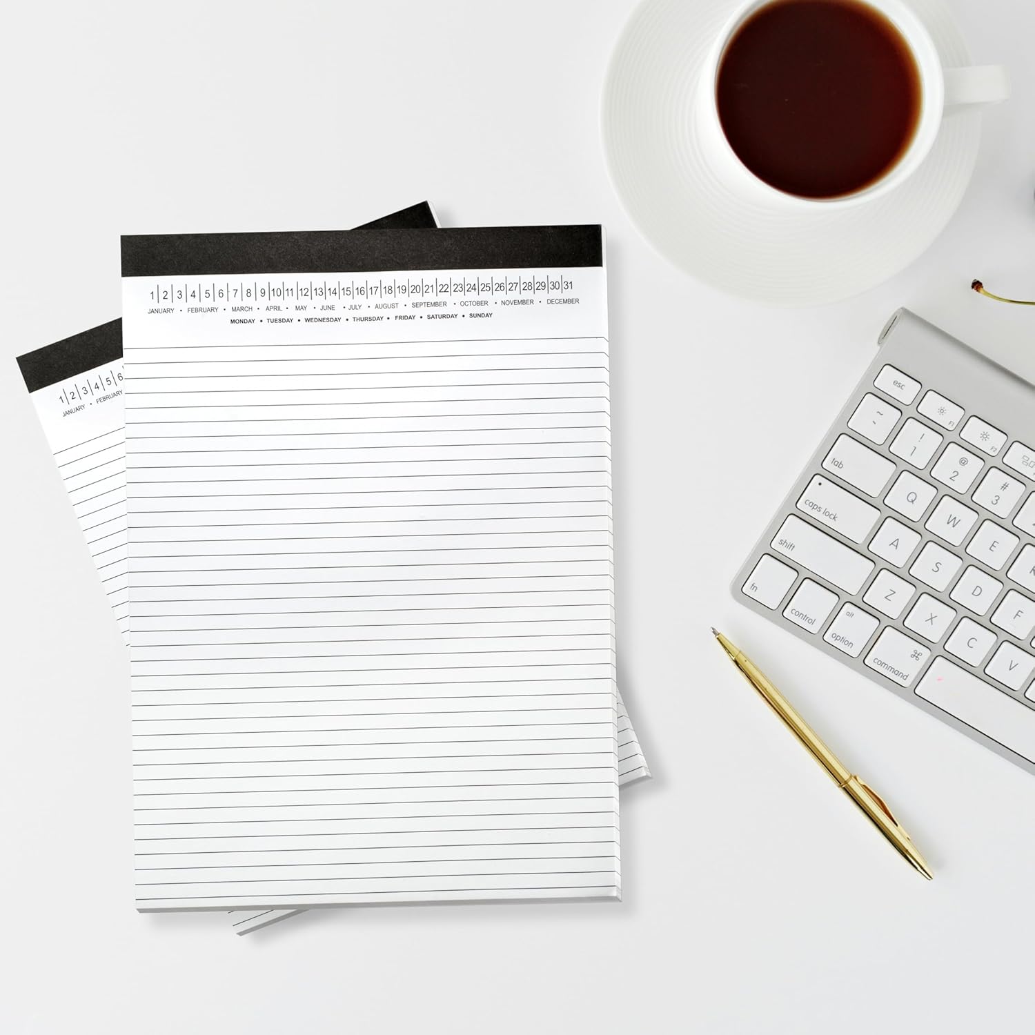 Legal Pads 8.5 x 11 with Date on Top, Narrow Ruled, White Note Pads College Ruled Writing Tablets for Office, School, 50 Sheets, 3 Pack — image 5