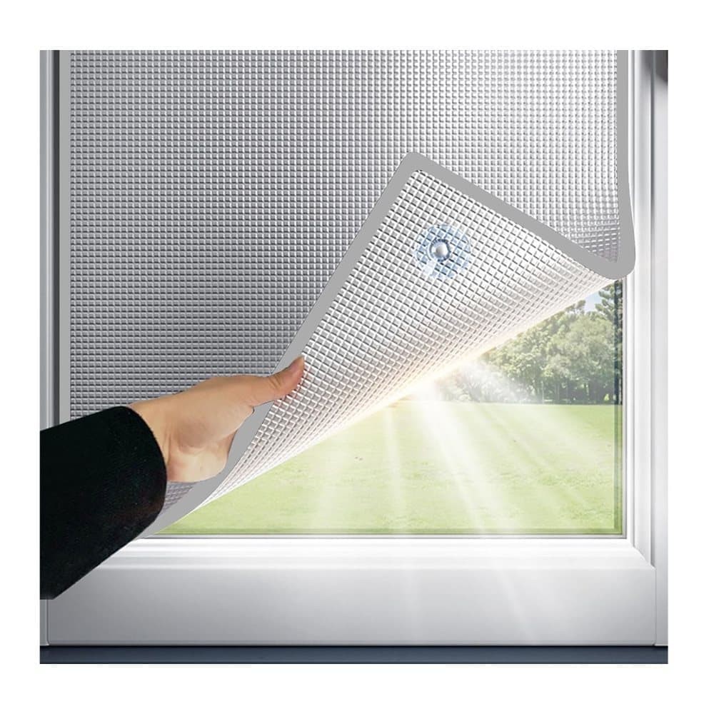 50 × 100cm Aluminum Foil Sun Protection Film, Self-Adhesive Thermal Insulation UV Privacy Protection for Balcony Windows Conservatories, Gray