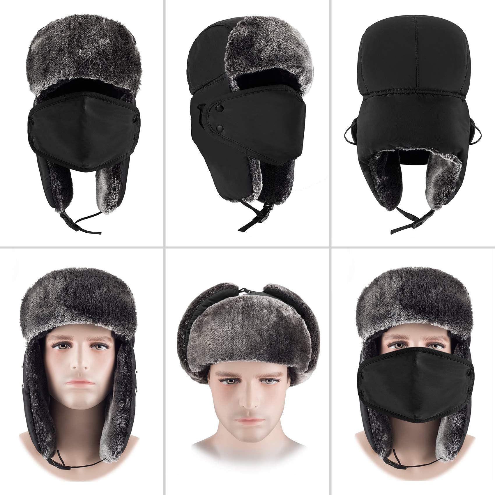 Winter Hats for Women Men Trapper Hat with Ear Flaps Warm Fur Fuzzy Hats for Cold Weather Trapper Hat Ear Flaps — image 4