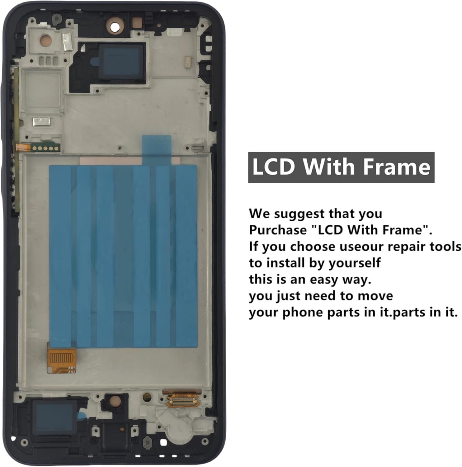 Samsung Galaxy A35 5G Screen Replacement with Frame, 6.6" 120Hz Super AMOLED Flat Touch Digitizer, Complete Disassembly Repair Tool Kit for SM-A356U SM-A356U1 โ image 2
