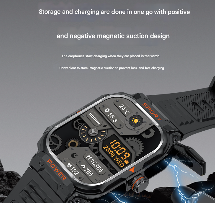Black 2-in-1 Smartwatch with Earbuds and 2.01-Inch HD Screen for Sports โ image 3