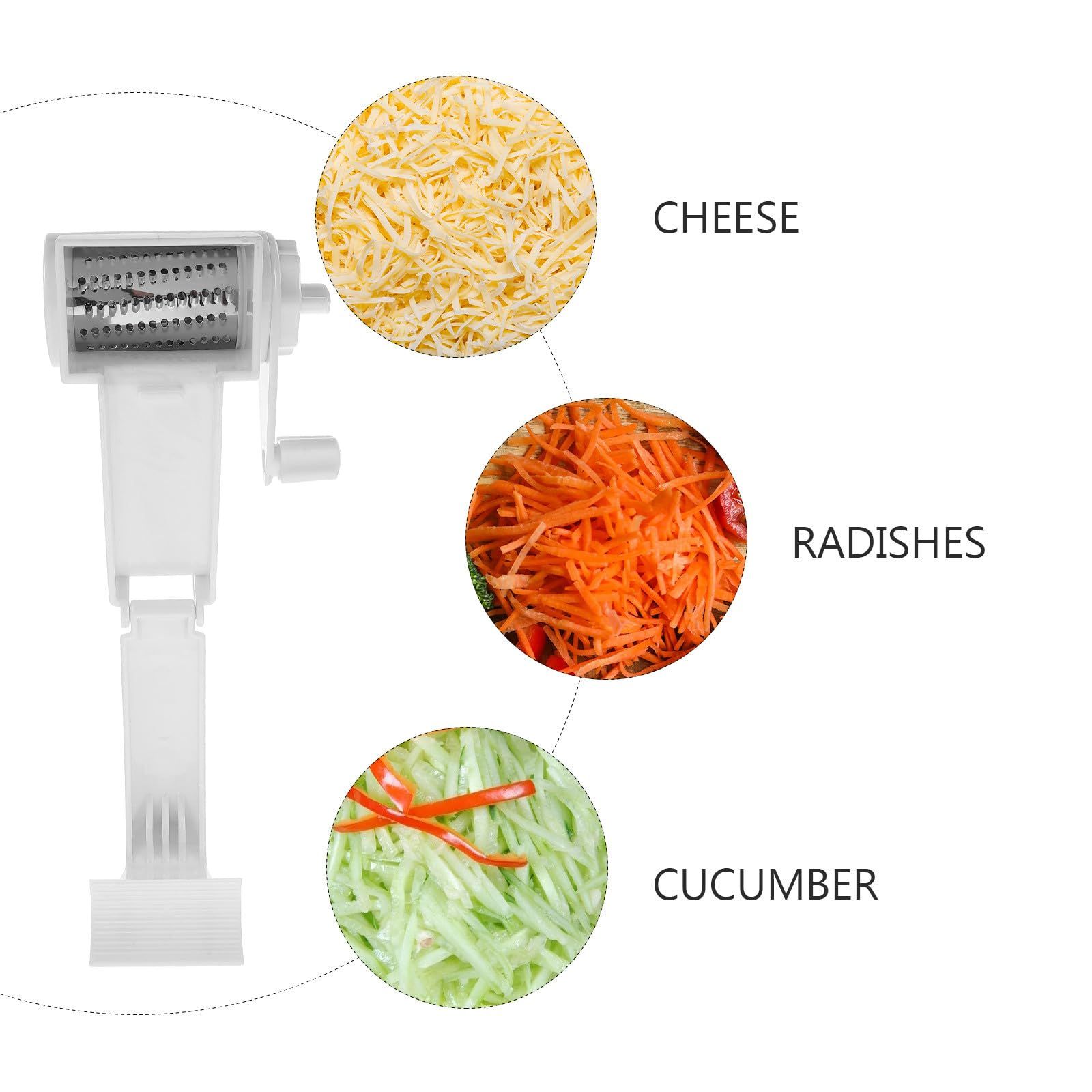 Generic Rotary Cheese Grater Stainless Steel for Hard Cheese, Parmesan,Nuts, Chocolate (White) — image 3