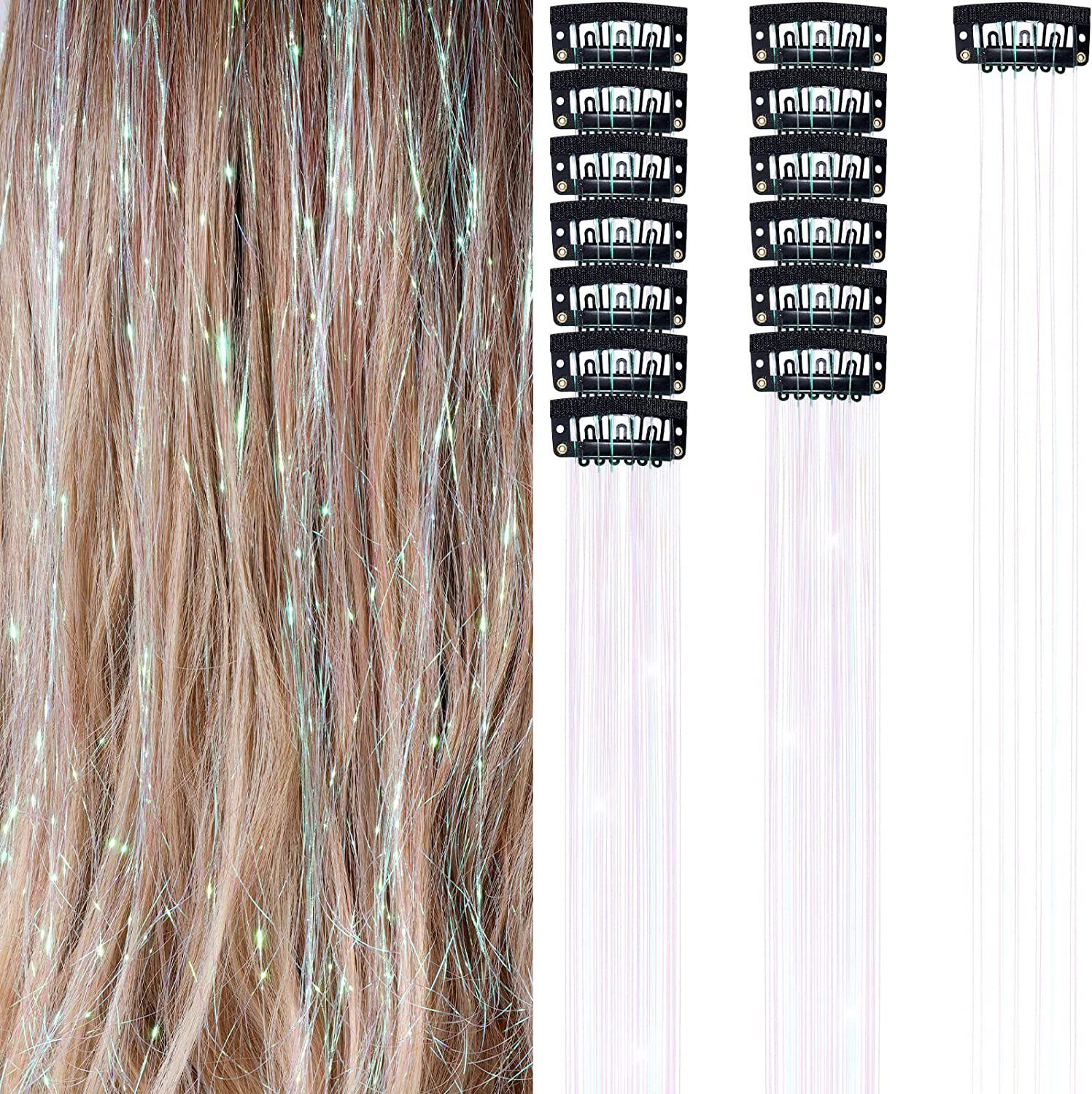 Hair Tinsel Pack of 5 Pcs Clip in Hair Tinsel Colorful Glitter Tinsel Hair Extensions Tinsel Fairy Hair Party Dazzle Accessories โ image 4