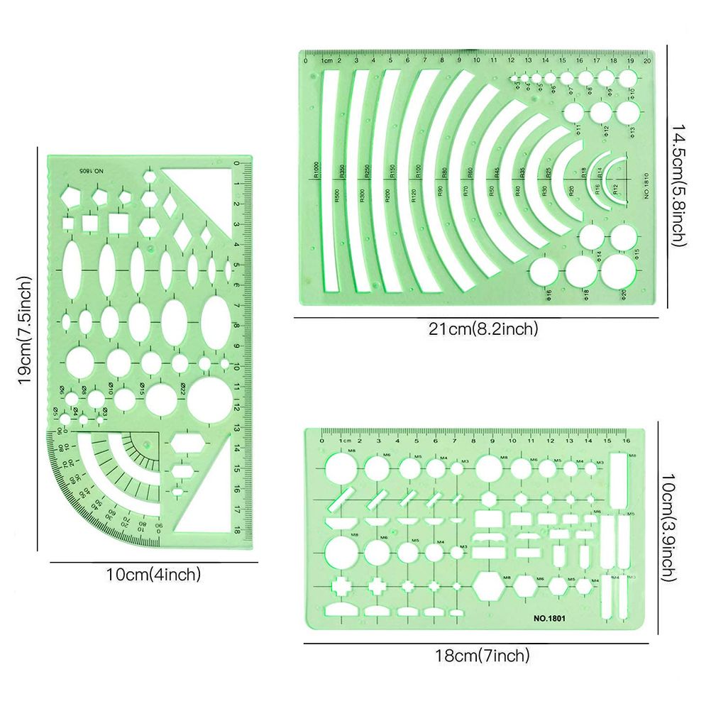 9Pcs Drawings Templates Measuring Geometric Rulers Plastic Draft Rulers for Engineering Building Studying and Designing โ image 4