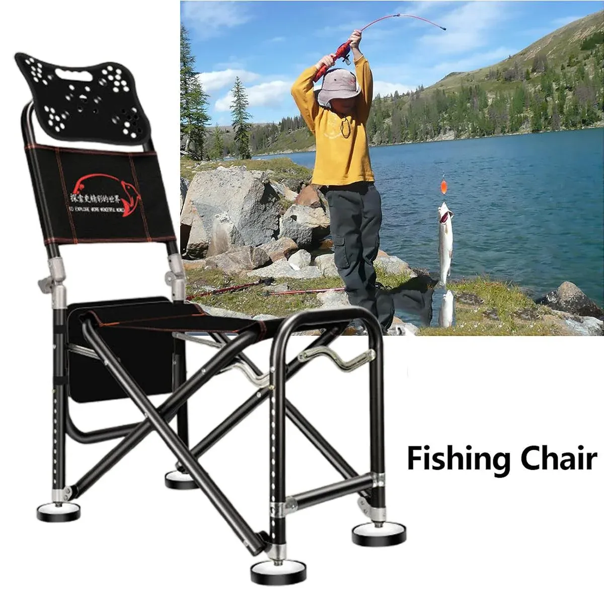 Multifunctional Recliner Folding Fishing Chair Portable Outdoor Camping Chair — image 5