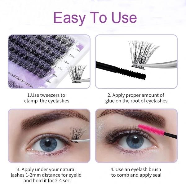 40p Individual False Eyelashes Natural Look Volume Lash, Black — image 2