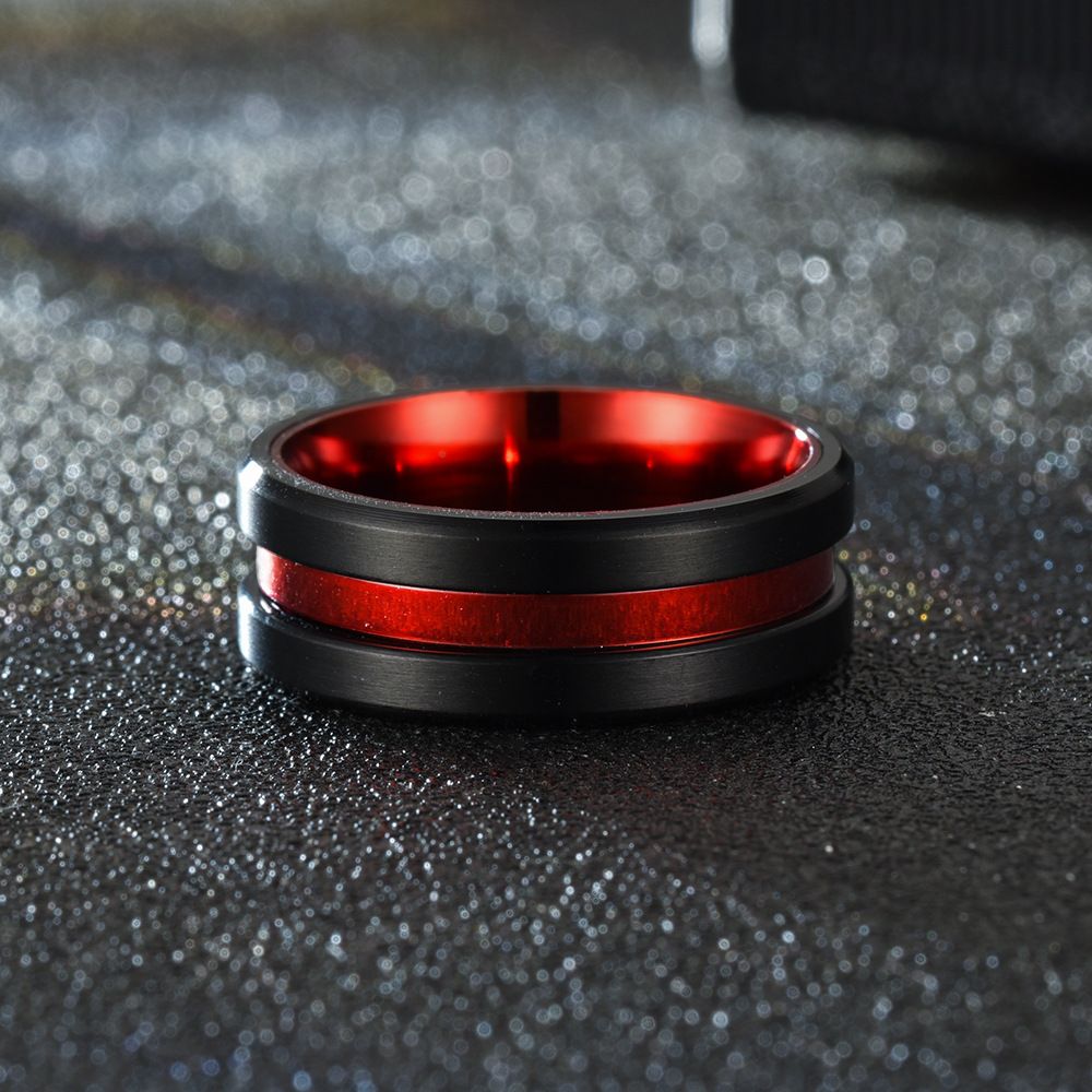 Tengsure Stainless Steel Ring Red Black 8mm red between Black No. 10 โ image 5